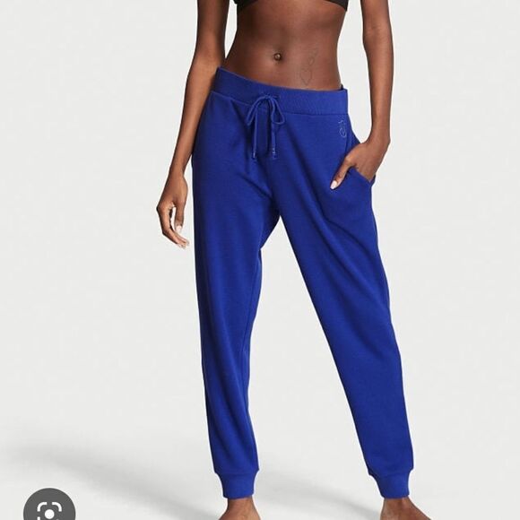 Victorias Secret Supersoft Cotton Fleece MidRise Jogger Pants Constellation Blue - Picture 2 of 8